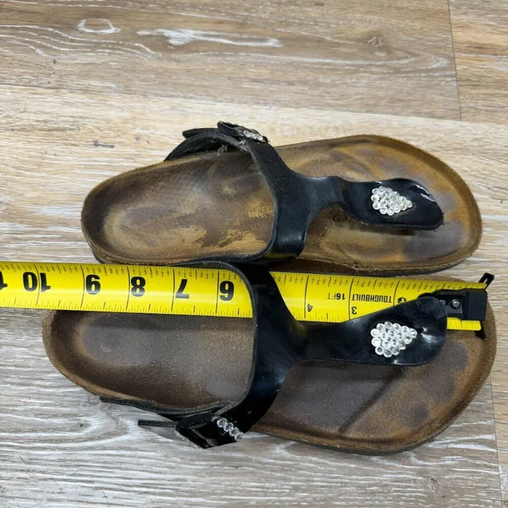 Birkenstock Gizah Thong Black w/Gem Accents Sandal Women's Size EU 37